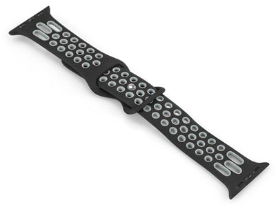 Black And Grey Dual Tone Silicone  Strap For Apple Watch, Compatible  With 42/44/45/49mm Models - Standard Image - 2