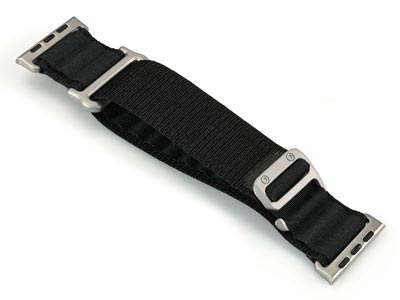 Black Fabric Strap For Apple Watch, Compatible With 42/44/45/49mm       Models - Standard Image - 2
