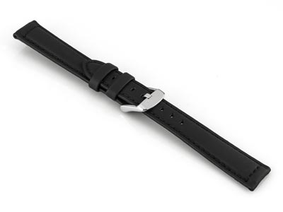 Black Capri Genuine Leather Watch  Strap, 18mm - Standard Image - 2