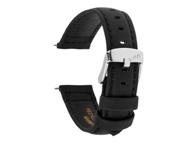 Black Capri Genuine Leather Watch  Strap, 20mm - Standard Image - 1