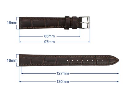 Dark Brown Bolle Genuine Leather   Watch Strap, 16mm - Standard Image - 3
