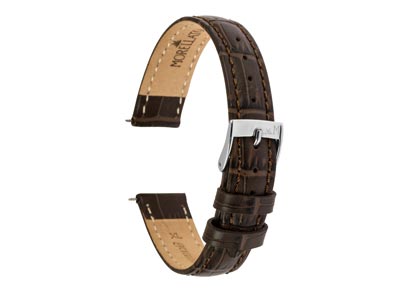 Dark Brown Bolle Genuine Leather   Watch Strap, 20mm - Standard Image - 1