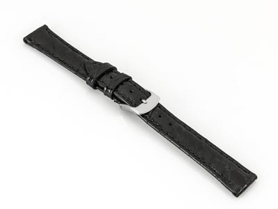 Black Italian Genuine Crocodile    Leather Watch Strap, 18mm - Standard Image - 2
