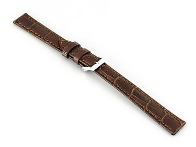 Medium Brown Italian Genuine       Crocodile Watch Strap, 18mm - Standard Image - 2
