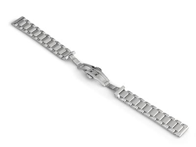 Stainless Steel Watch Bracelet,    Centre Clasp, 20mm - Standard Image - 4
