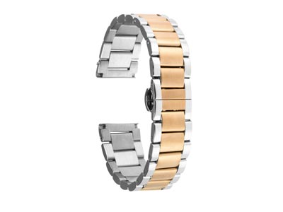 Dual Tone Stainless Steel And Gold Bracelet, Centre Clasp, 18mm - Standard Image - 1