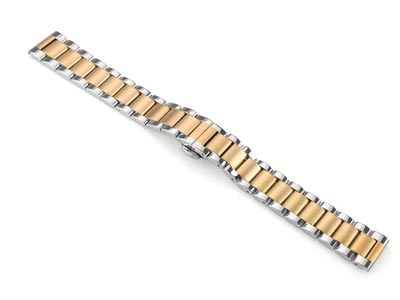 Dual Tone Stainless Steel And Gold Bracelet, Centre Clasp, 18mm - Standard Image - 2