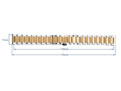 Dual Tone Stainless Steel And Gold Bracelet, Centre Clasp, 18mm - Standard Image - 3