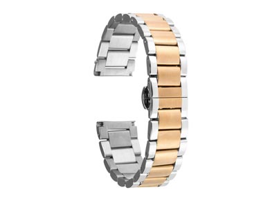 Dual Tone Stainless Steel And Gold Bracelet, Centre Clasp, 20mm - Standard Image - 1