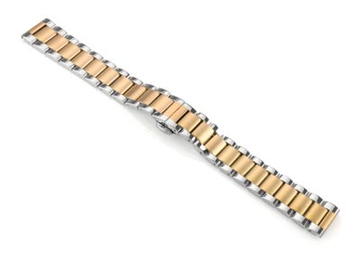 Dual Tone Stainless Steel And Gold Bracelet, Centre Clasp, 20mm - Standard Image - 2