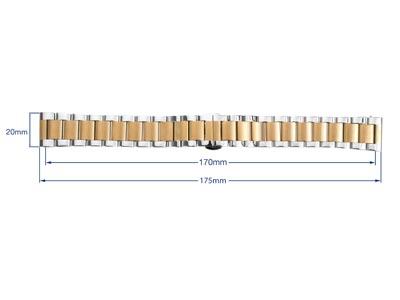 Dual Tone Stainless Steel And Gold Bracelet, Centre Clasp, 20mm - Standard Image - 3