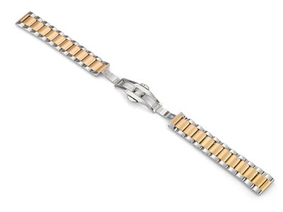 Dual Tone Stainless Steel And Gold Bracelet, Centre Clasp, 20mm - Standard Image - 4