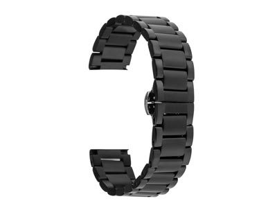 Black Stainless Steel Watch        Bracelet, Centre Clasp, 18mm - Standard Image - 1