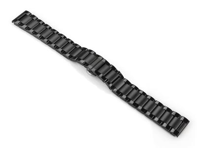 Black Stainless Steel Watch        Bracelet, Centre Clasp, 18mm - Standard Image - 2