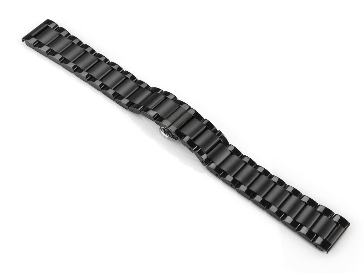Black Stainless Steel Watch Bracelet Centre Clasp 18mm Cooksongold
