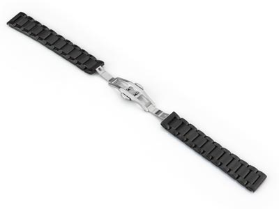 Black Stainless Steel Watch        Bracelet, Centre Clasp, 18mm - Standard Image - 4