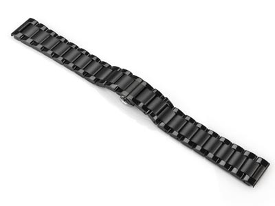 Black Stainless Steel Watch        Bracelet, Centre Clasp, 20mm - Standard Image - 2
