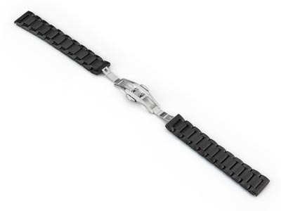 Black Stainless Steel Watch        Bracelet, Centre Clasp, 20mm - Standard Image - 4