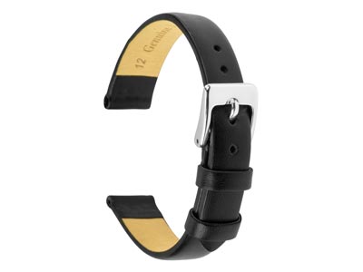 Black Calf Watch Strap 12mm Genuine Leather - Standard Image - 1