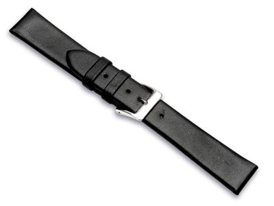 Black Genuine Calf Leather Watch   Strap, 18mm - Standard Image - 2