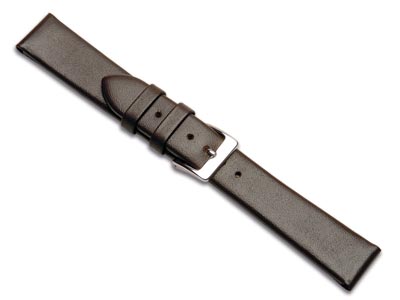 Brown Genuine Calf Leather Watch   Strap, 16mm - Standard Image - 2