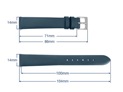 Dark Blue Genuine Calf Leather     Watch Strap, 14mm - Standard Image - 3