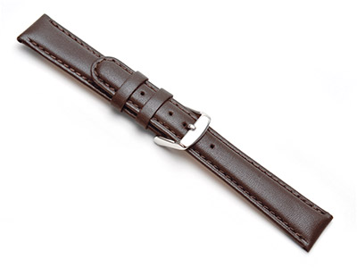 Brown Padded Calf Watch Strap 18mm Genuine Leather - Standard Image - 1