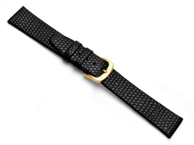 Black Lizard Grain Watch Strap 18mm Genuine Leather - Standard Image - 2