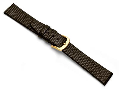 Brown Genuine Calf Leather, Lizard Grain Watch Strap, 18mm - Standard Image - 2