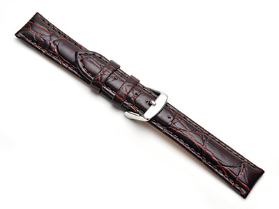 Brown Super Croc Grain Watch Strap 20mm Genuine Leather - Standard Image - 1