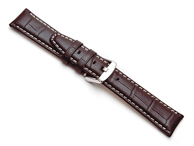 Brown Super Croc Grain Watch Strap Nubuck Lining 22mm Genuine Leather - Standard Image - 1