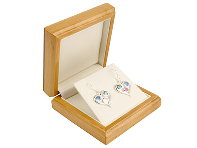 Wooden Drop Earring/pendant Box,   Maple Colour - Standard Image - 1