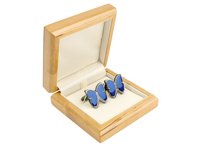 Wooden Cufflink Box, Maple Colour - Standard Image - 1