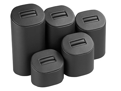 Black Leatherette 5 Piece Ring Set