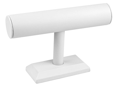 White Leatherette T-bar Bracelet   Display Stand