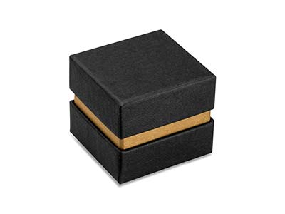 Black And Gold Metallic Ring Box - Standard Image - 2