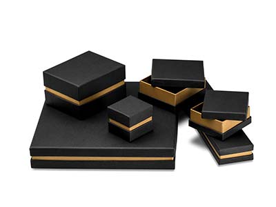 Black And Gold Metallic Ring Box - Standard Image - 3