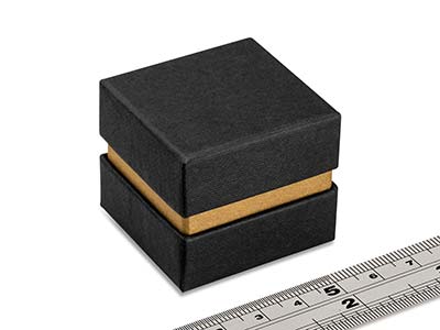 Black And Gold Metallic Ring Box - Standard Image - 4