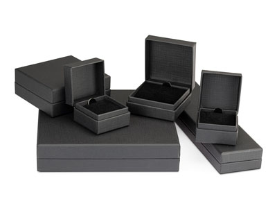 Black Textured Eco Earring Box - Standard Image - 4