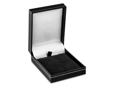 Black Leatherette Pendant Box      Silver Line