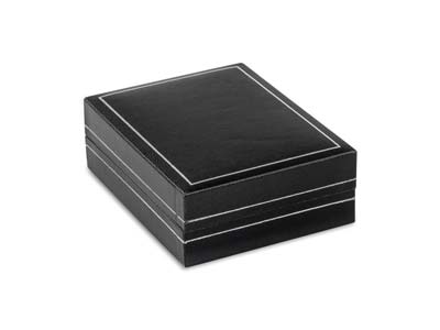 Black Leatherette Pendant Box      Silver Line - Standard Image - 2