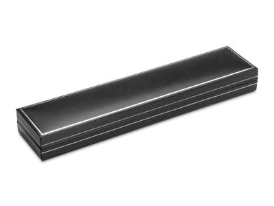 Black Leatherette Long Bracelet Box Silver Line - Standard Image - 2
