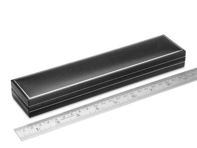 Black Leatherette Long Bracelet Box Silver Line - Standard Image - 3