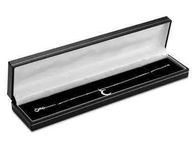 Black Leatherette Long Bracelet Box Silver Line - Standard Image - 4