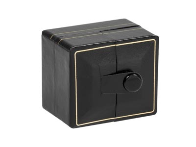 Black Leatherette 2 Door Ring Box - Standard Image - 2