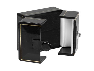 Black Leatherette 2 Door Ring Box - Standard Image - 3