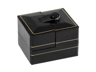 Black Leatherette 2 Door Ring Box - Standard Image - 5