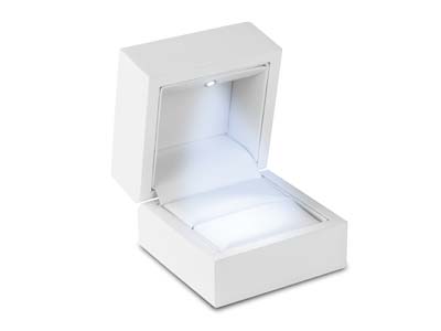 White Wooden LED Ring Box - Standard Image - 1