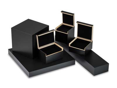 Black Seamless Double Ring/        Cufflink Box - Standard Image - 3