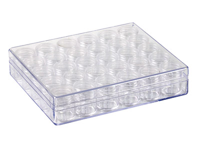 Clear Bead Storage Jar Set, 30 Mini Jars In A Clear Box - Standard Image - 2